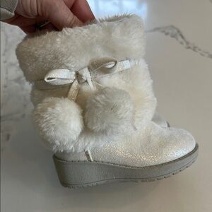Faux Fur Winter Boots with Pom Poms